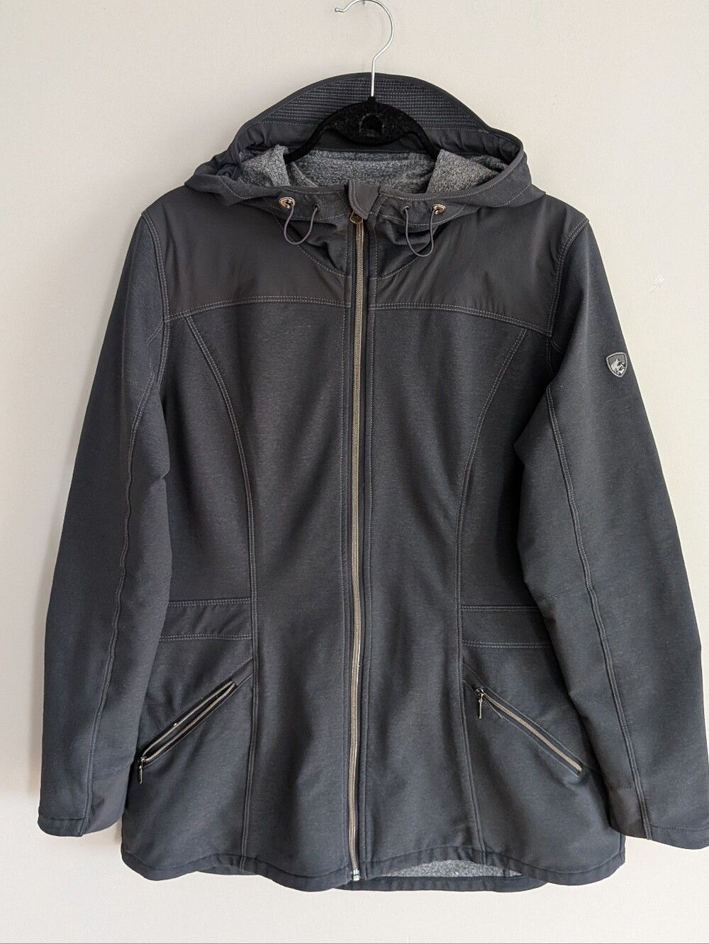 KUHL Klash Trench Softshell Hooded Jacket Charcoal Grey Size XL